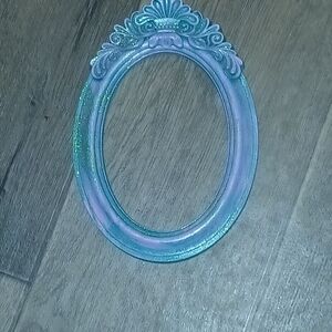 Intricate Oval Frame in Teal and Lavender